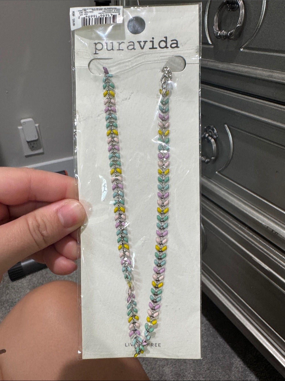 Pura Vida Pastel Beaded Necklace - Mint, Lavender & Yellow